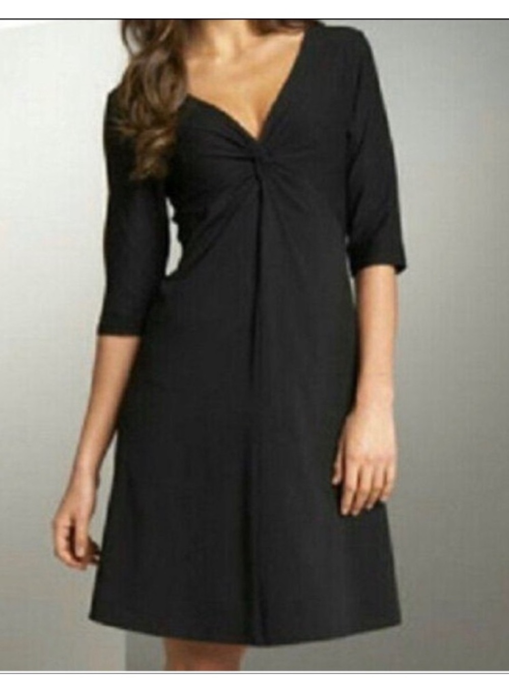 Eileen Fisher small dress black Crepe Twist Front Shift